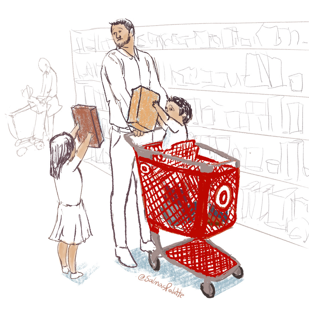 target shopping cart with kids thanksgiving shopping
